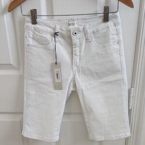 Special A Brand Women's White Stretch Denim Bermuda Shorts NWT